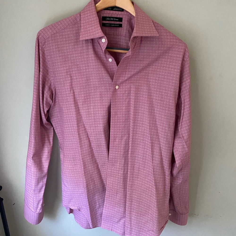 Saks Fifth Avenue L/S, 15 1/2, 34-35, slim fit cotton